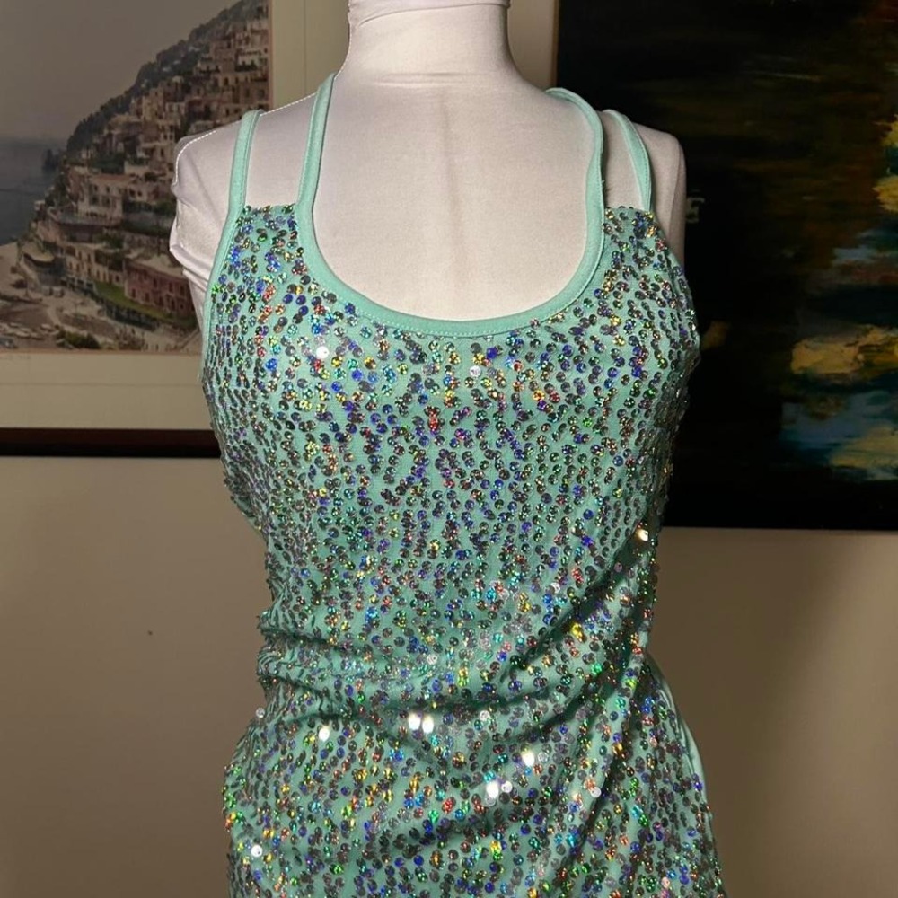 Vintage Y2K Body Central aqua rhinestone tank